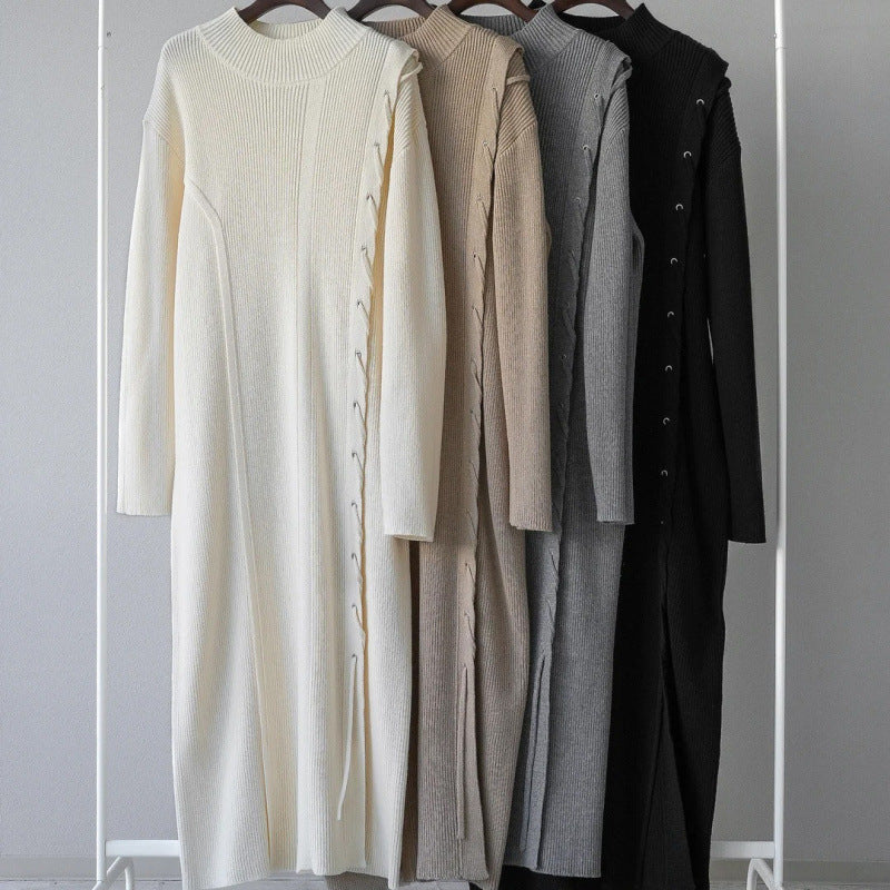 ニットワンピース レディース レイヤード スカート ニット セーター スカート スリット