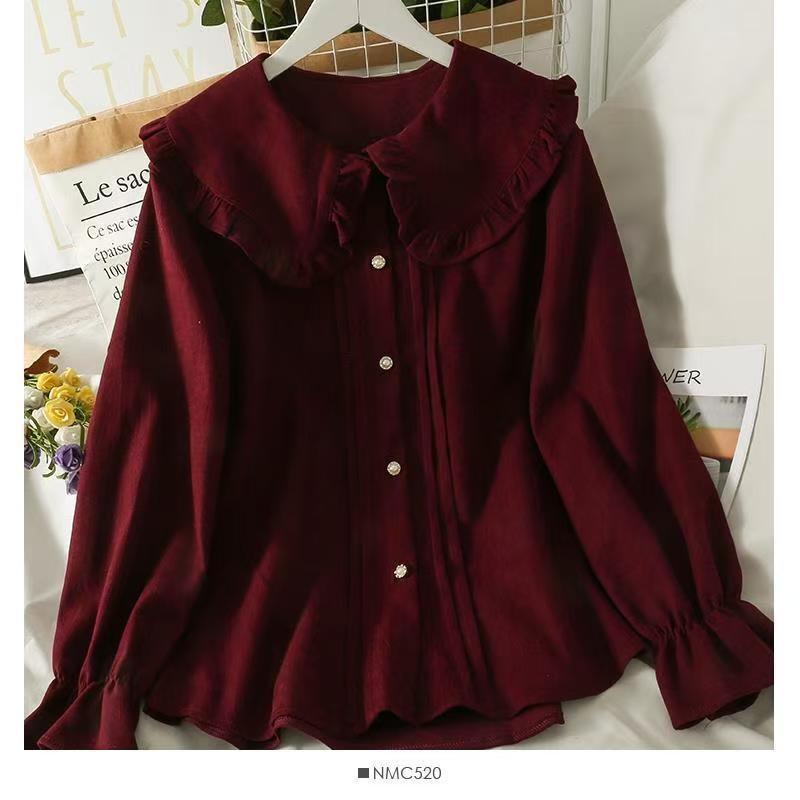 パフスリーブ ブラウス バルーンスリーブ シャツ 長袖 ストライプシャツ トップス