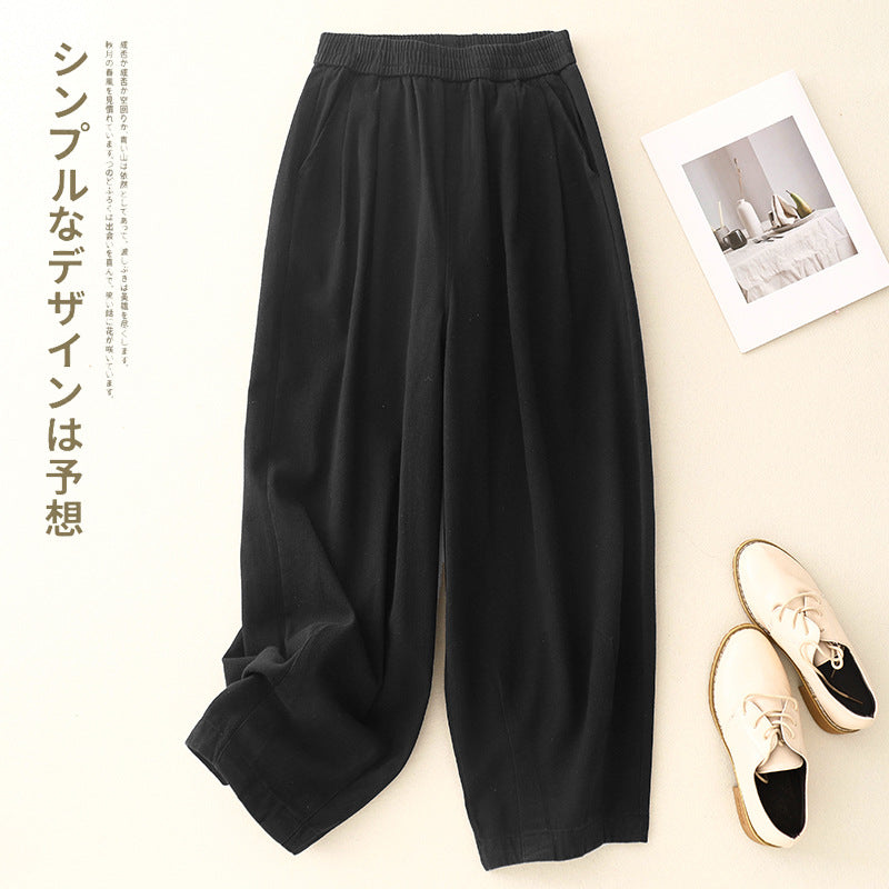 ワイドパンツ レディース 綿麻 パンツ ストレート ゆったり 体型カバー 大きいサイズ