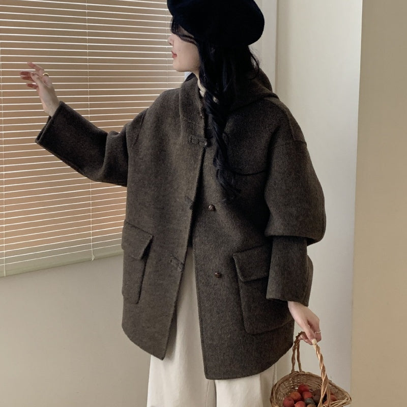 ダブルフェイスウールコート ウールコート ミディアムコート コート アウター