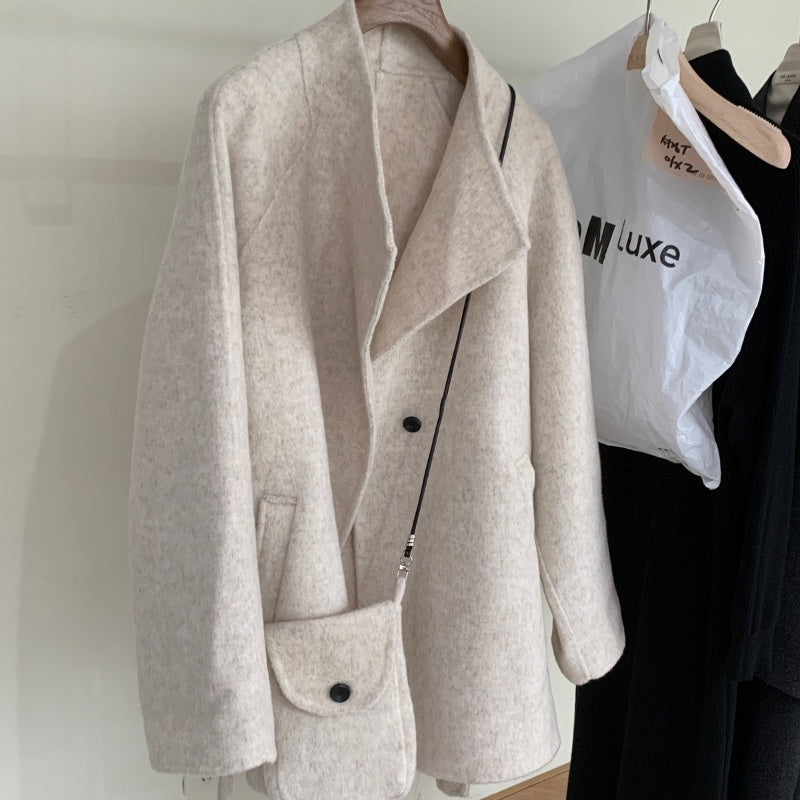 ダブルフェイスウールコート ショートコート ウールコート コート アウター