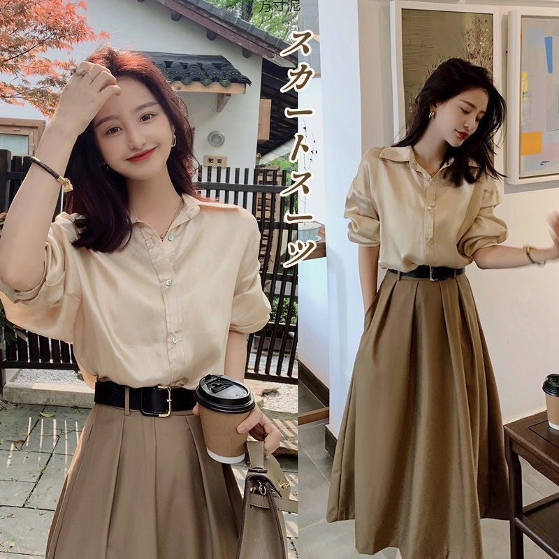スカートセット レディース 高級感 港風 タンフェイスタイル 温柔 通勤 二点セット