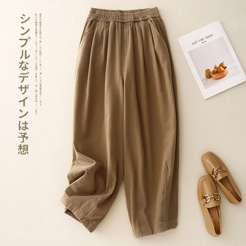 ワイドパンツ レディース 綿麻 パンツ ストレート ゆったり 体型カバー 大きいサイズ