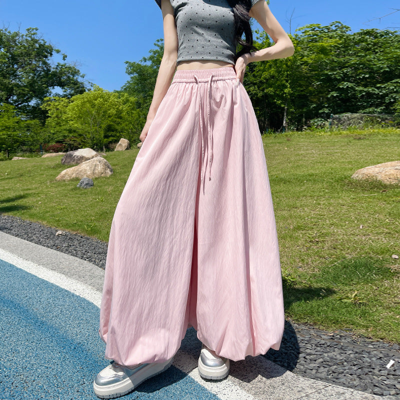 ワイドパンツ パンツ レディース 花びら ガウチョ ゆったり 着痩せ 薄手 高腰 ウエストゴム