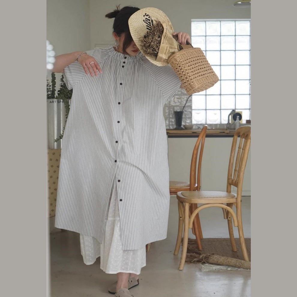 シャツ ブラウス ロングシャツ クルーネックシャツ 彼シャツ トップス