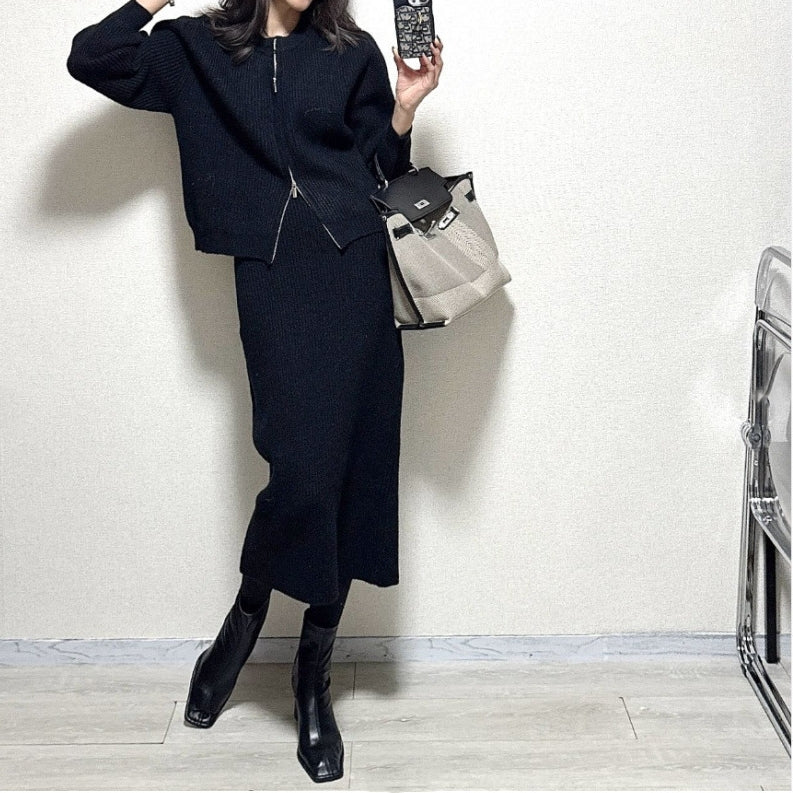 スカートスーツ レディース セットアップ ウールタッチ 事務服 高品質 春夏秋冬 2点セット