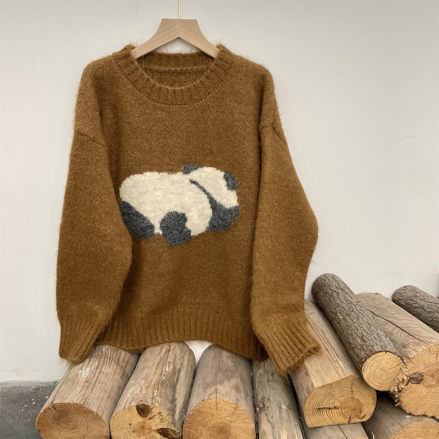 セーター ニットトップス ニットパーカー カシミヤセーター ポロ 柔らかい パンダ