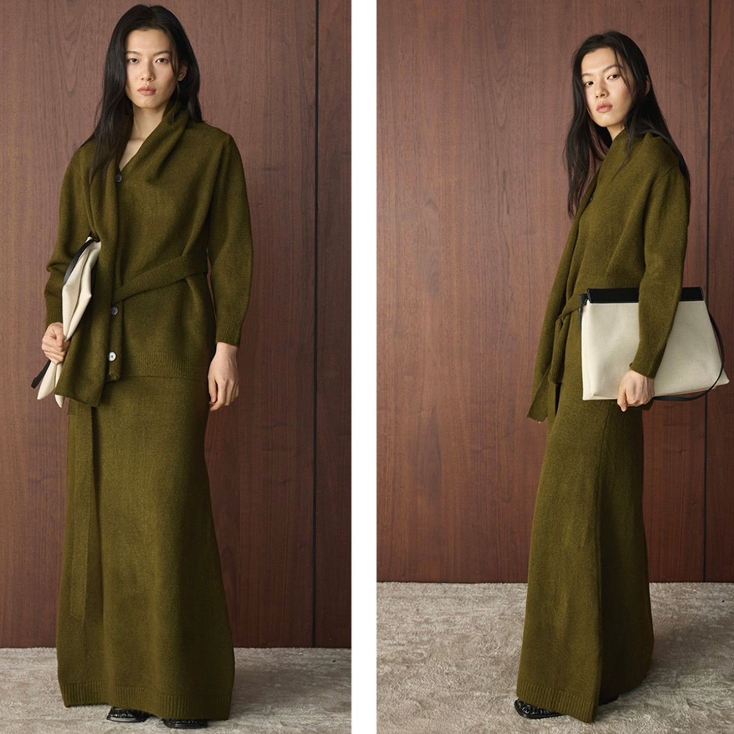 ニットセットアップ レディース カーディガン スカート セーター 2点セット 秋冬