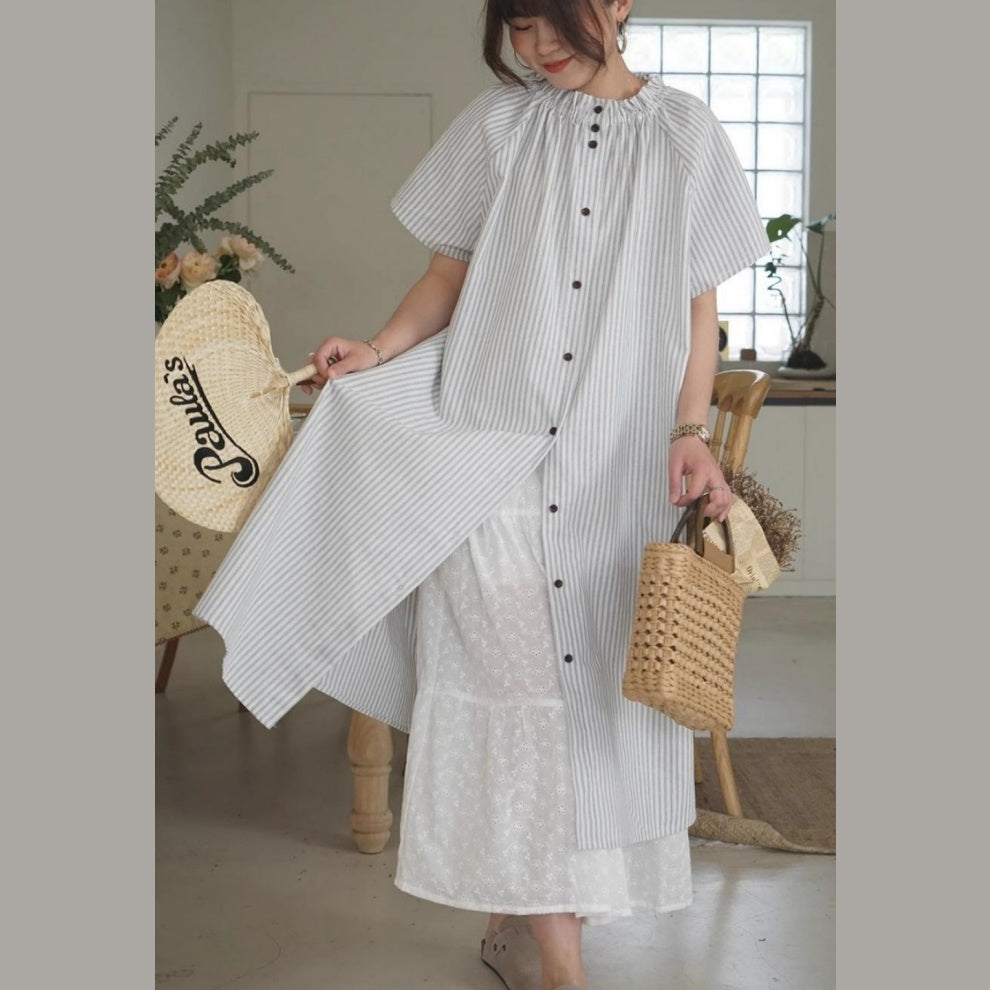 シャツ ブラウス ロングシャツ クルーネックシャツ 彼シャツ トップス
