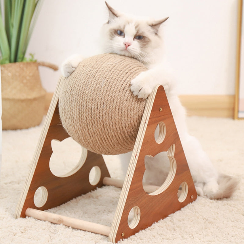 猫スクラッチボール サイザル猫のスクラッチボール 猫爪とぎ板 猫爪とぎマット 猫爪とぎボール 木製ベース