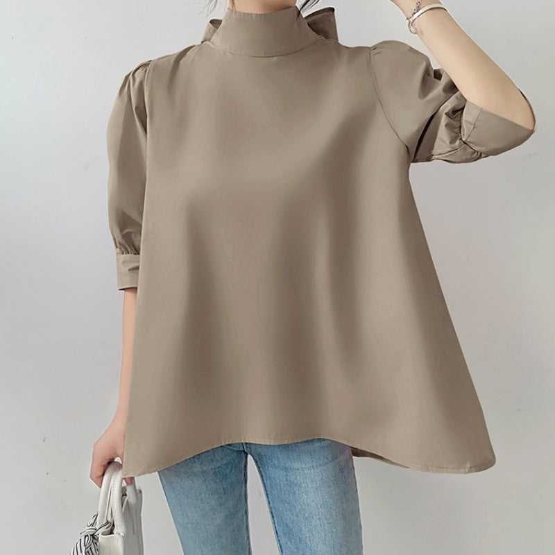 tシャツ 半袖tシャツ スタンドネックtシャツ 半袖シャツ トップス レディース