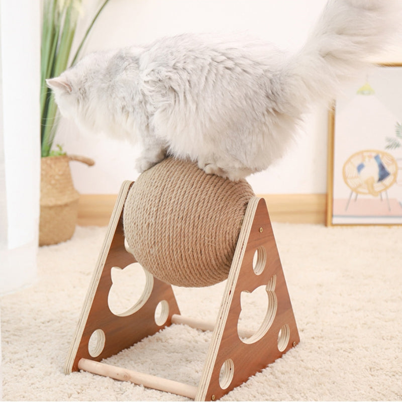 猫スクラッチボール サイザル猫のスクラッチボール 猫爪とぎ板 猫爪とぎマット 猫爪とぎボール 木製ベース