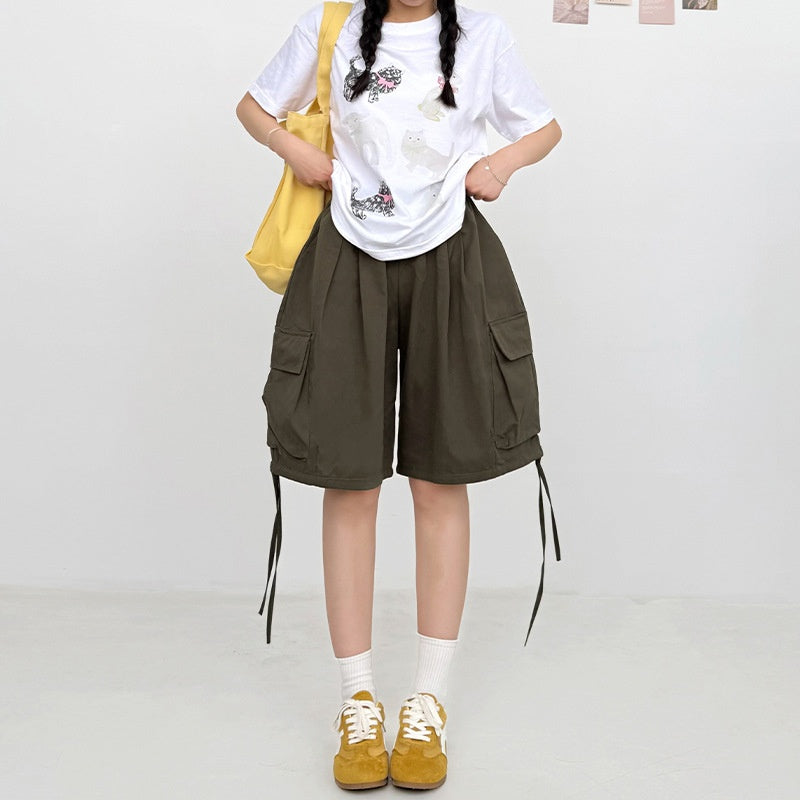 ワイドパンツ ハーフパンツ ショート レディース カーゴパンツ おしゃれ きれいめ