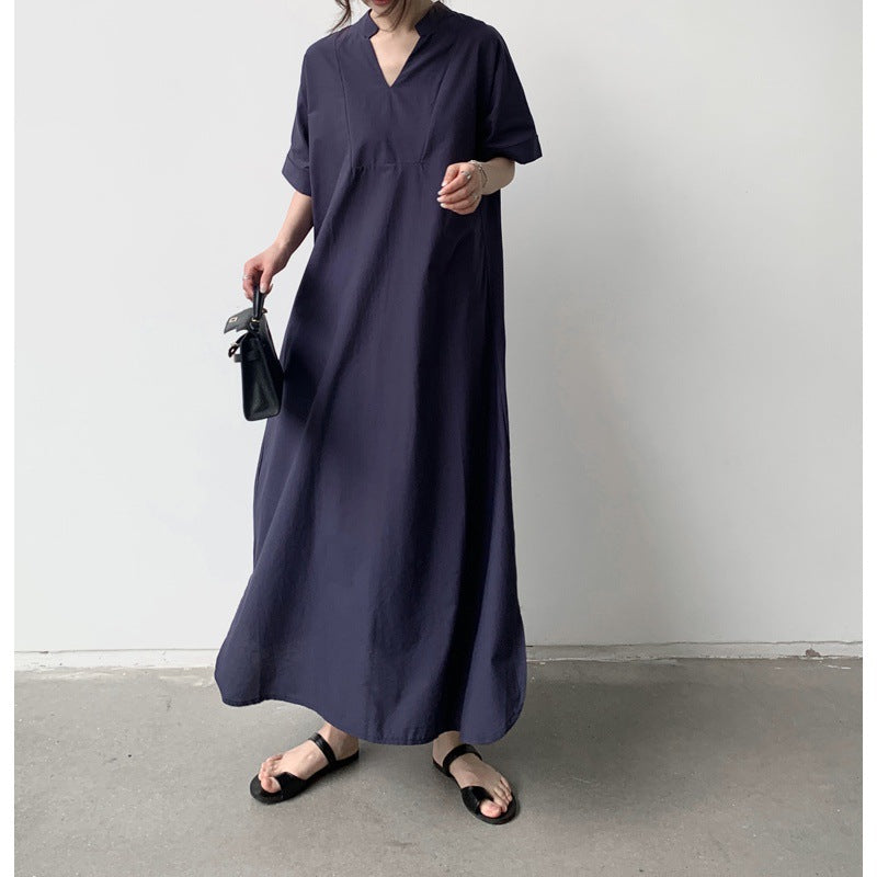 綿麻プルオーバーシャツワンピース レディース 半袖シャツ ゆったり トップス 夏服