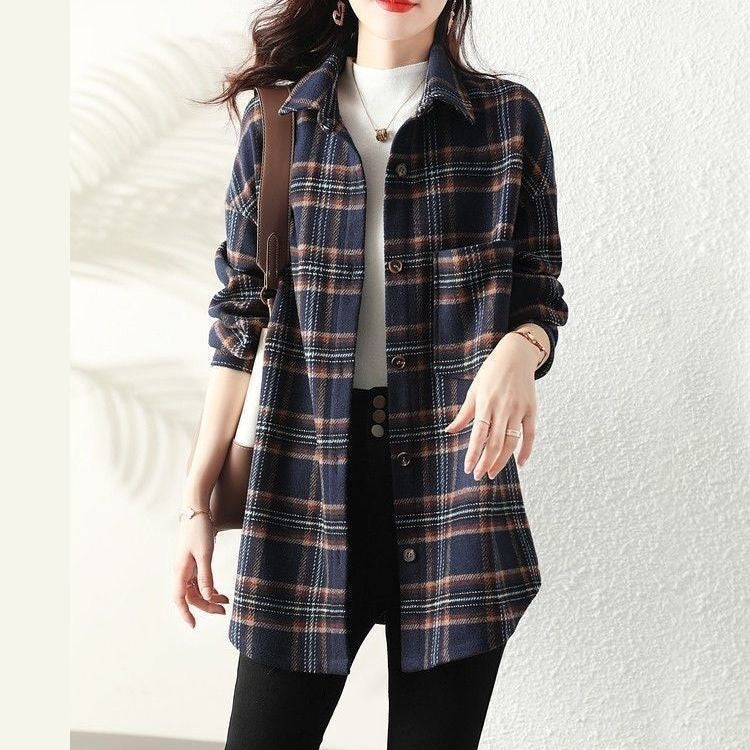 チェック長袖シャツ トップス シャツ ブラウス レディース ロング 長袖 襟付き