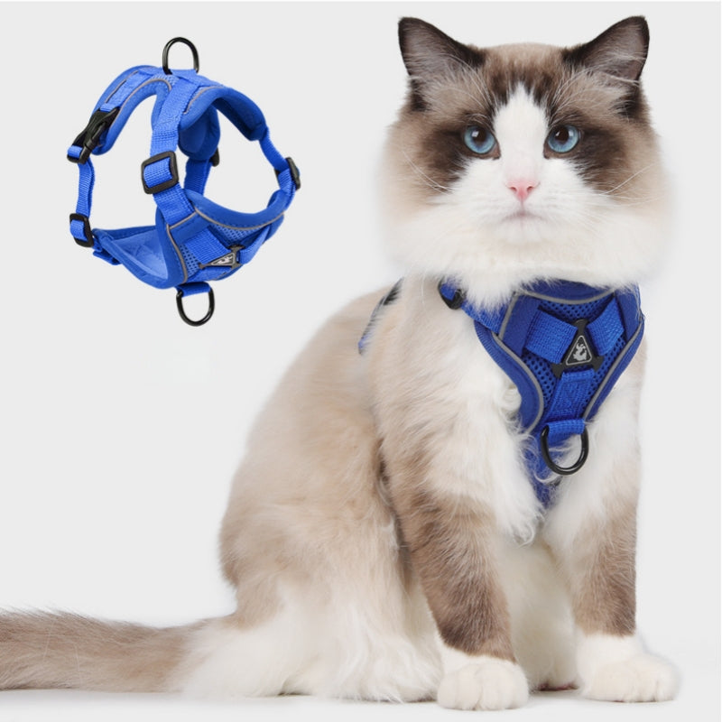 猫 ハーネス リード セット 猫用ハーネス 猫用リード 猫用胴輪 ベスト型 POMバックル 脱走防止