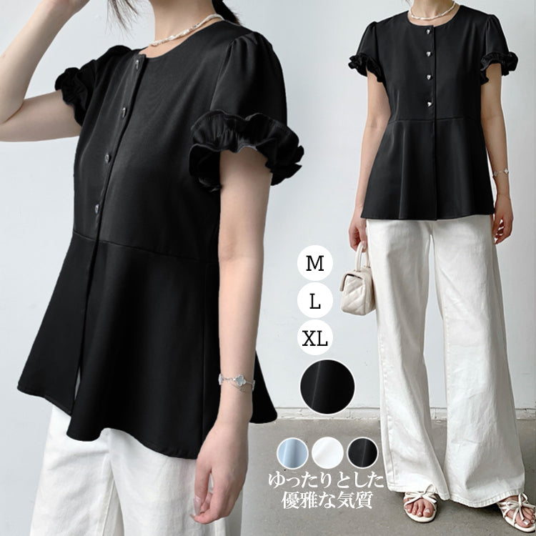 シフォンTシャツ   Tシャツ  ラウンドネックTシャツ  トップス