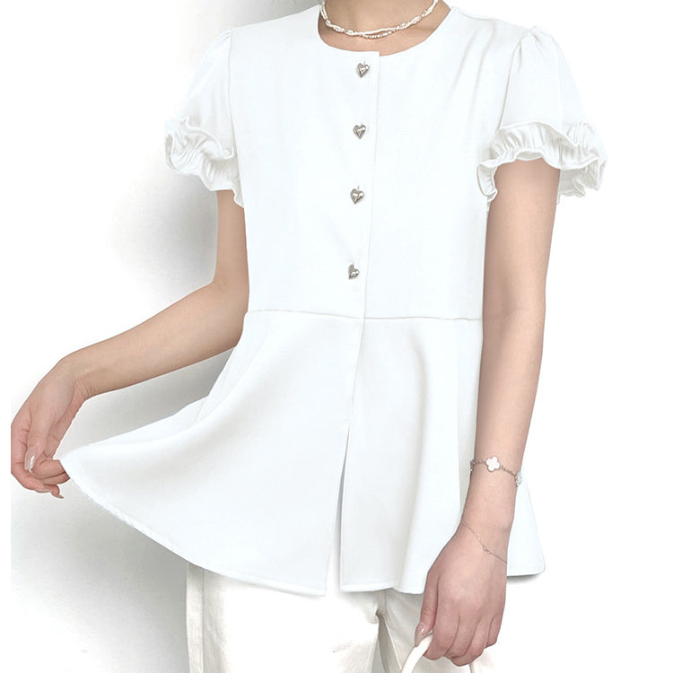シフォンTシャツ   Tシャツ  ラウンドネックTシャツ  トップス