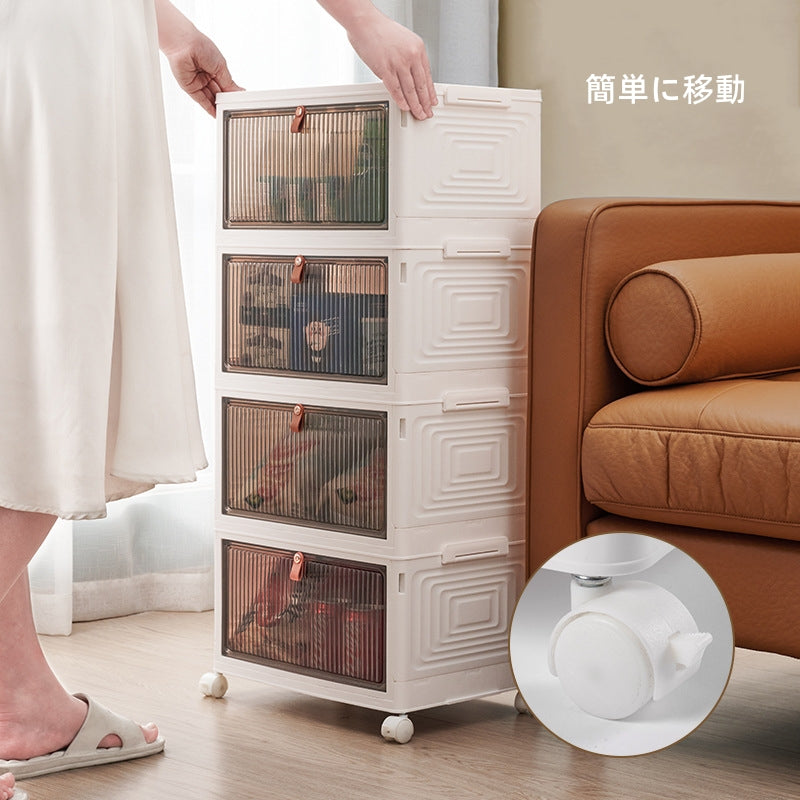 収納ボックス 折畳み 積み重ね キャスター付き 扉付き おしゃれ 収納ケース プラスチック