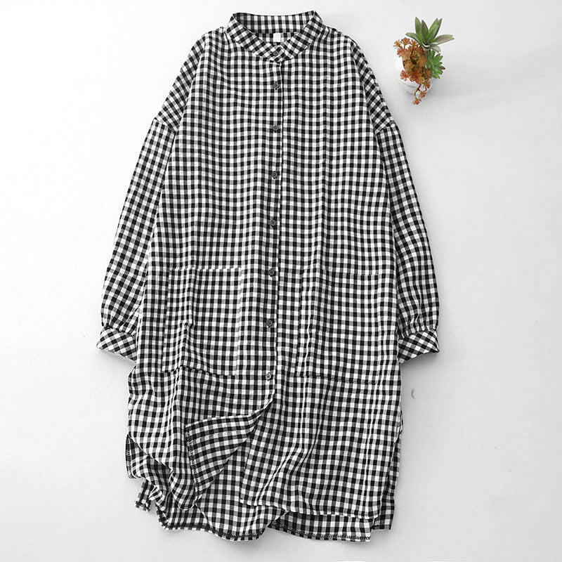 チェックシャツ ブラウス ワンピース トップス レディース オーバーシャツ 長袖シャツ ロングシャツ