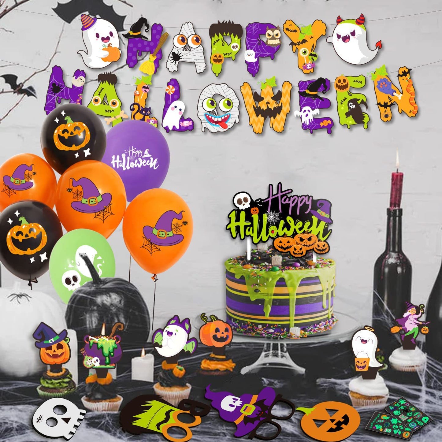 豪華63点!ハロウィン風船 飾り バルーン パーティー イベント デコレーション インテリア 幽霊