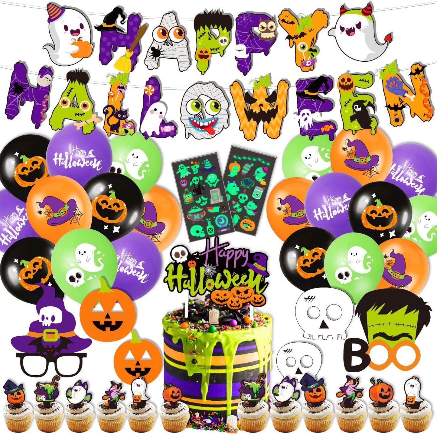 豪華63点!ハロウィン風船 飾り バルーン パーティー イベント デコレーション インテリア 幽霊