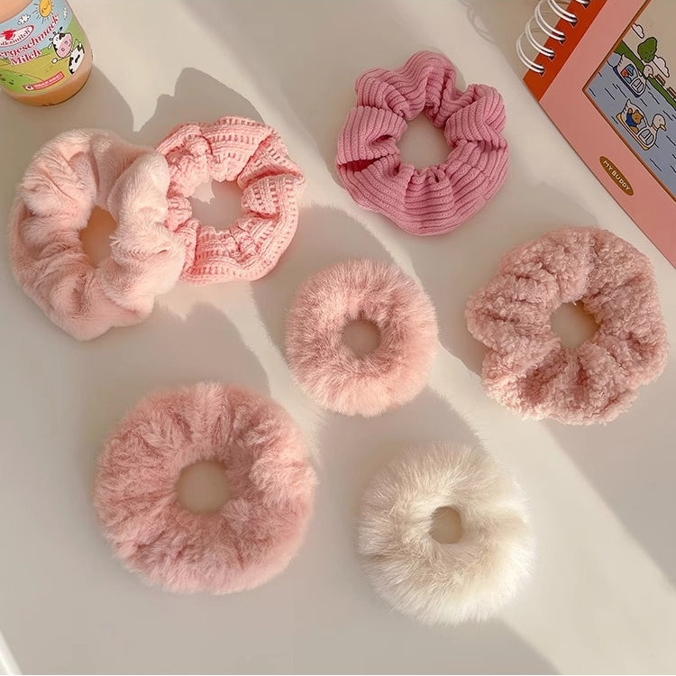 ヘアゴム っぽい 7点セット おしゃれ ヘアアクセサリー ファーボール ポニーテール 無地