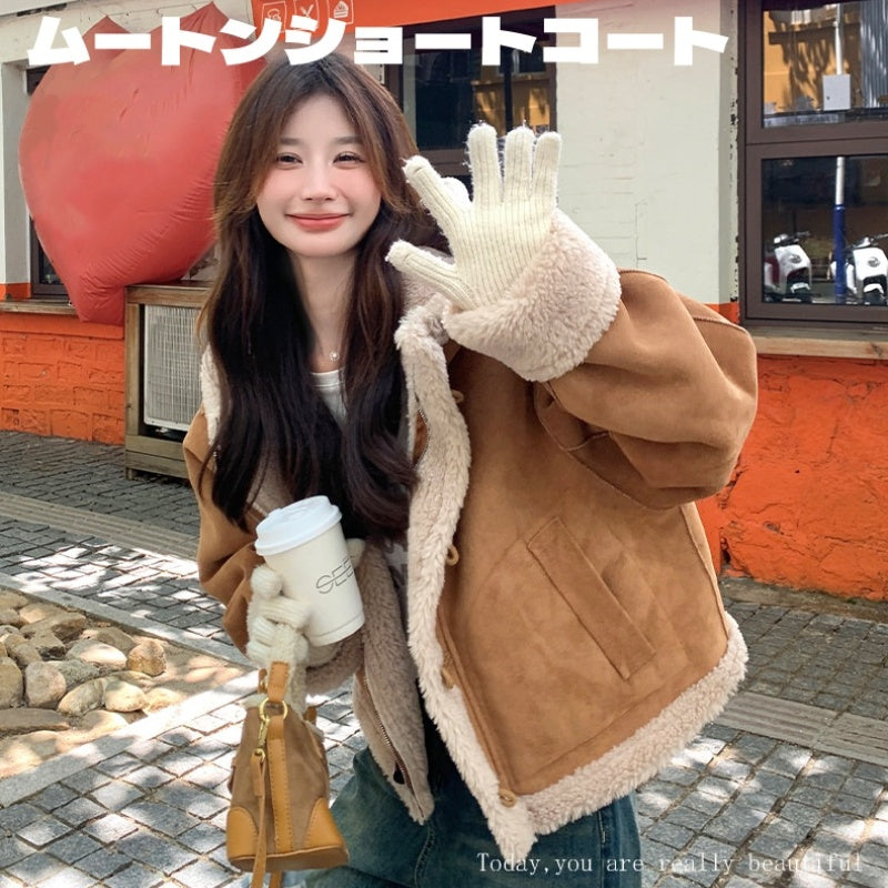ムートンショートコート フェイクムートンコート ムートンジャケット ショートコート