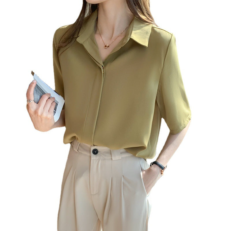ブラウス  レディース  キャリアシャツ フォーマル レディース バックVネック