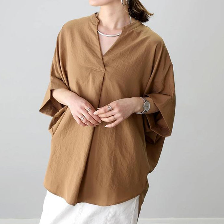 ブラウス  レディースシャツ  ドルマンスリーブシャツ  クルーネックシャツ