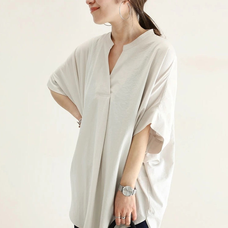 ブラウス  レディースシャツ  ドルマンスリーブシャツ  クルーネックシャツ