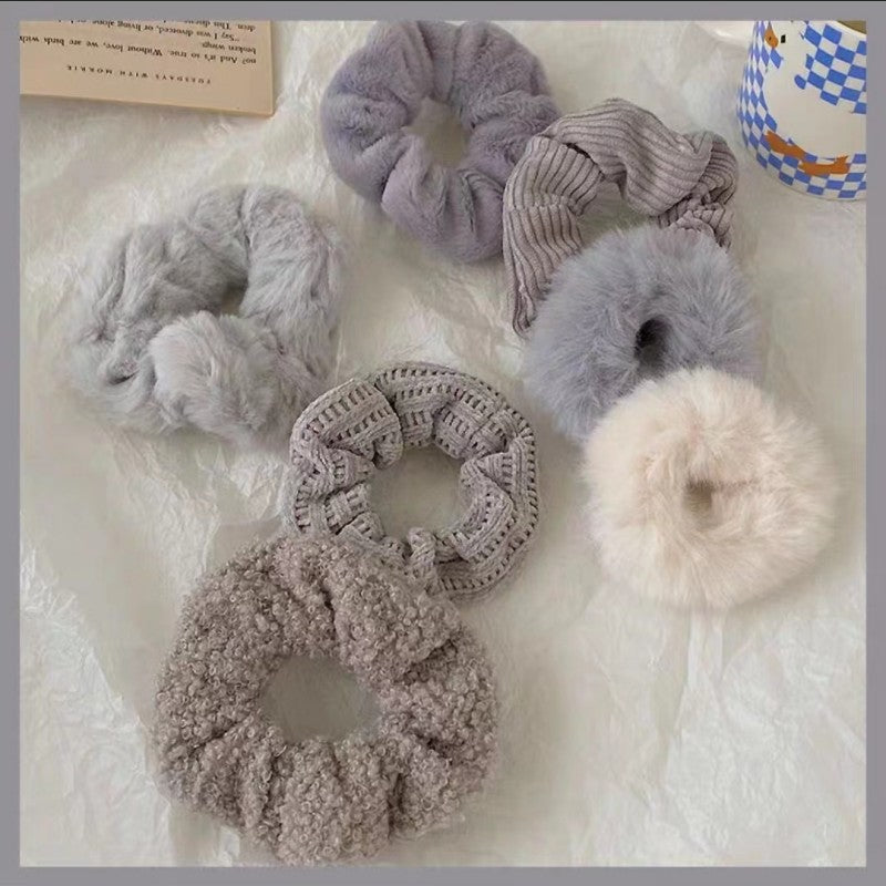 ヘアゴム っぽい 7点セット おしゃれ ヘアアクセサリー ファーボール ポニーテール 無地