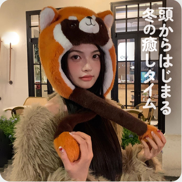 アニマル帽子 アニマルキャップ アライグマ帽子 もこもこ帽子 ふわふわ帽子 コスプレ帽子