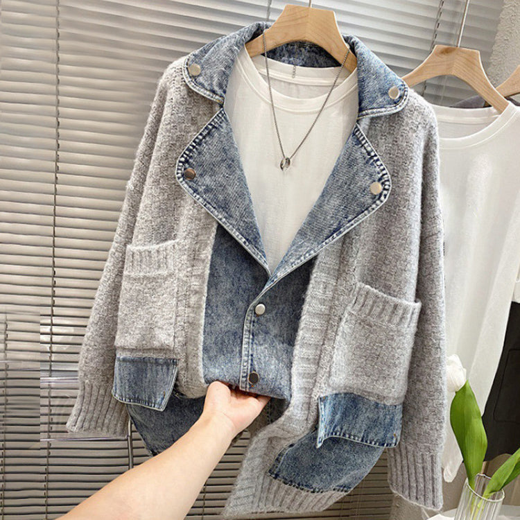 デニム×ニット切替ジャケット デニムジャケット ジージャン デニムコート ニットジャケット