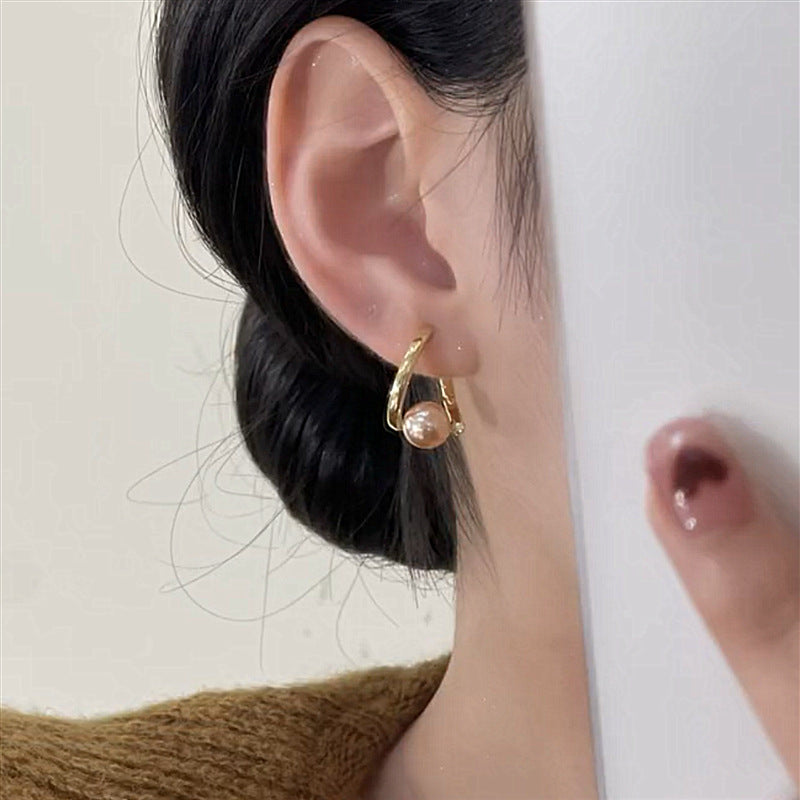 ピアス フープピアス パールピアス 金属アレルギート 大ぶり ツイスト  シンプル かわいい