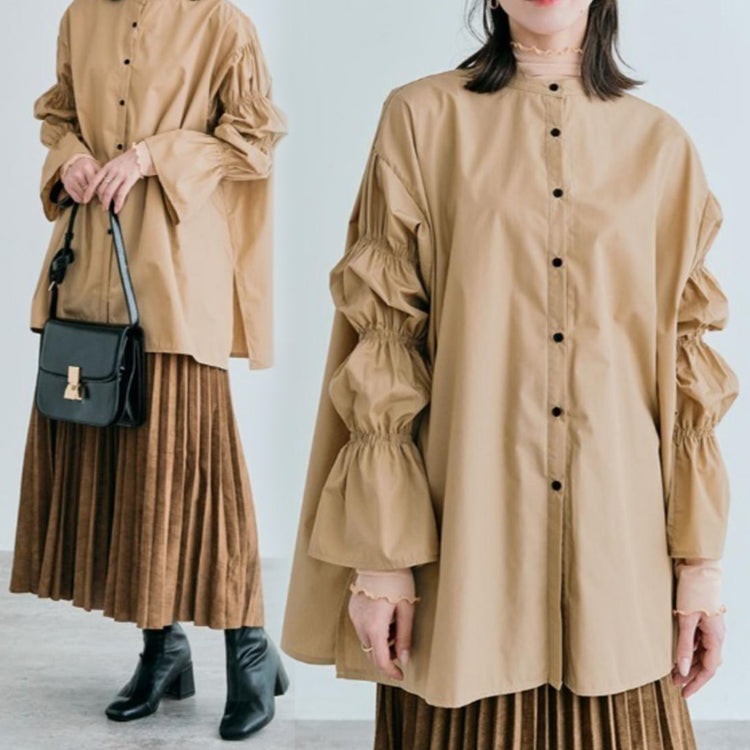 シャツ  ブラウス  ロングシャツ  クルーネックシャツ  彼シャツ トップス
