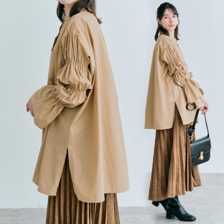 シャツ  ブラウス  ロングシャツ  クルーネックシャツ  彼シャツ トップス
