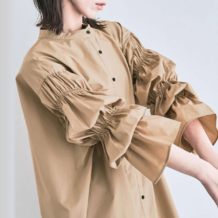 シャツ  ブラウス  ロングシャツ  クルーネックシャツ  彼シャツ トップス