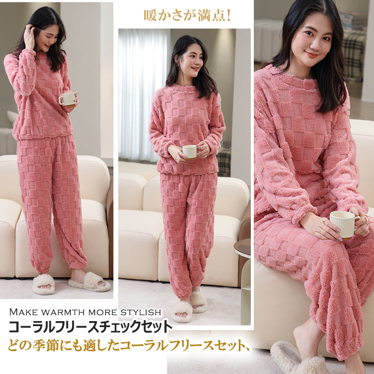 ルームウェア2点セット 上下セット ナイトウェア パジャマ 寝間着 部屋着 長袖