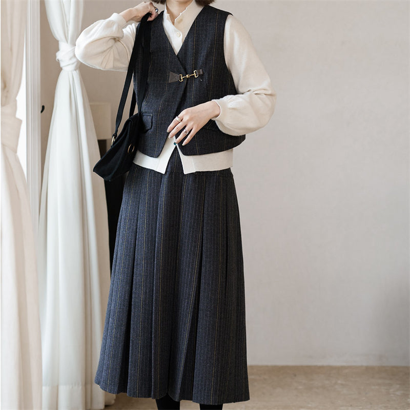 スーツ レディース セットアップ ウールタッチ 高品質 春夏秋冬 3点セット スカートスーツ