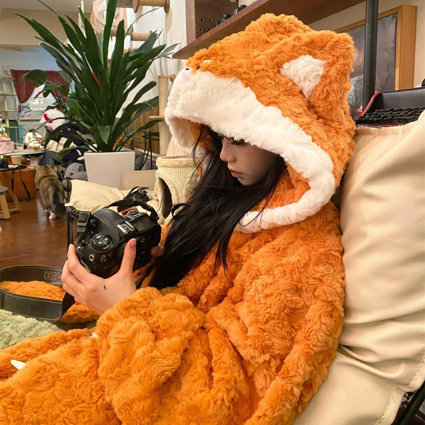 パジャマ ルームウェア ナイトガウン 狐のパジャマ 着る毛布 ルームウェア 部屋着