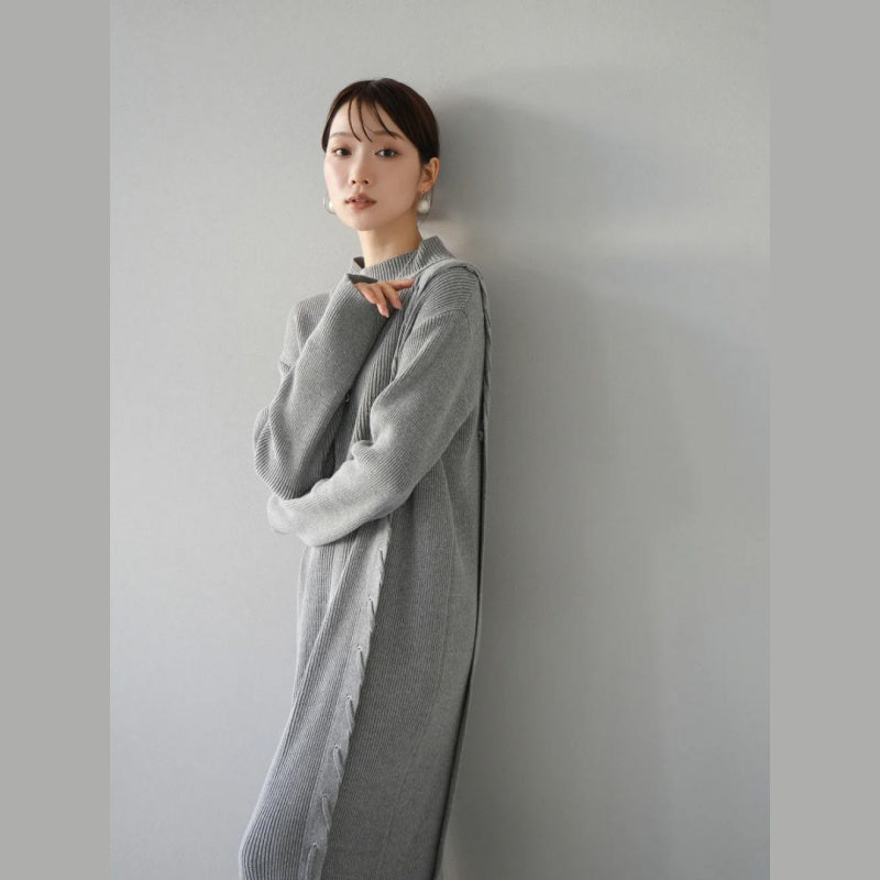 ニットワンピース レディース レイヤード スカート ニット セーター スカート スリット