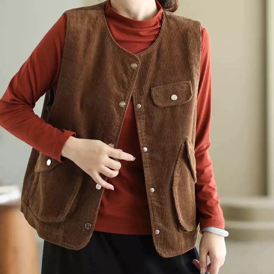 ベスト コーデュロイ ノースリーブ レディース 春秋