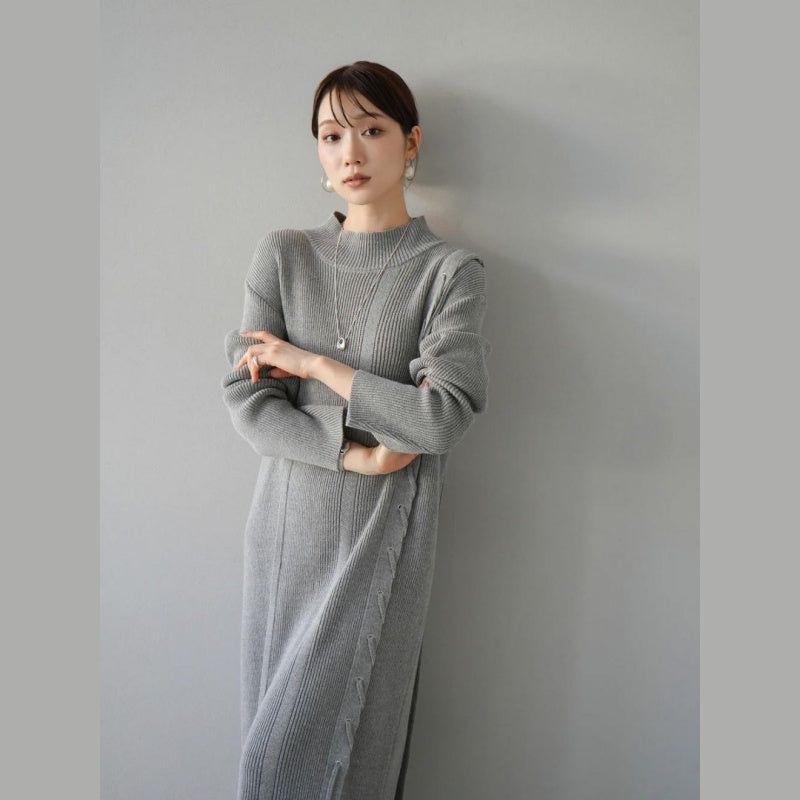 ニットワンピース レディース レイヤード スカート ニット セーター スカート スリット