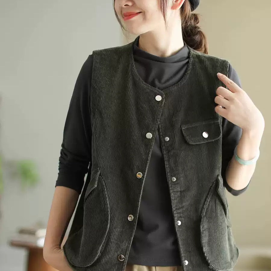 ベスト コーデュロイ ノースリーブ レディース 春秋