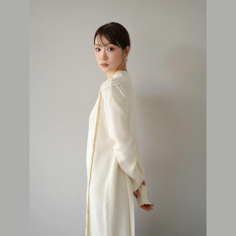 ニットワンピース レディース レイヤード スカート ニット セーター スカート スリット