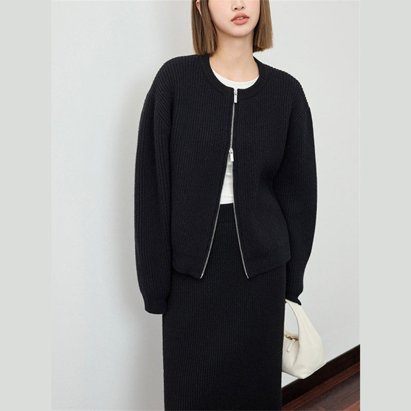 ニットワンピース レディース レイヤード スカート ニット セーター スカート スリット