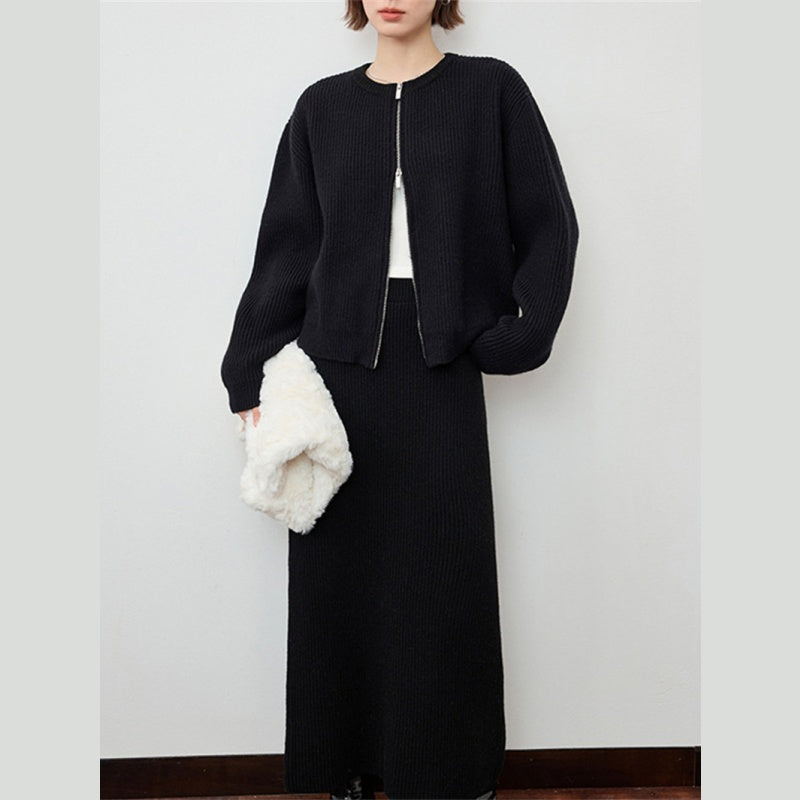 ニットワンピース レディース レイヤード スカート ニット セーター スカート スリット