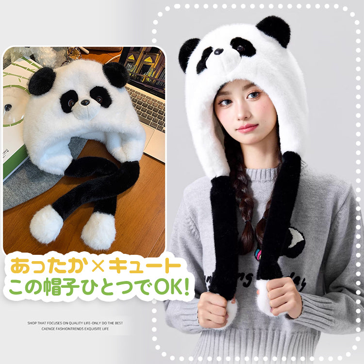 パンダ帽子 パンダキャップ アニマル帽子 アニマルキャップ もこもこ帽子 コスプレ帽子
