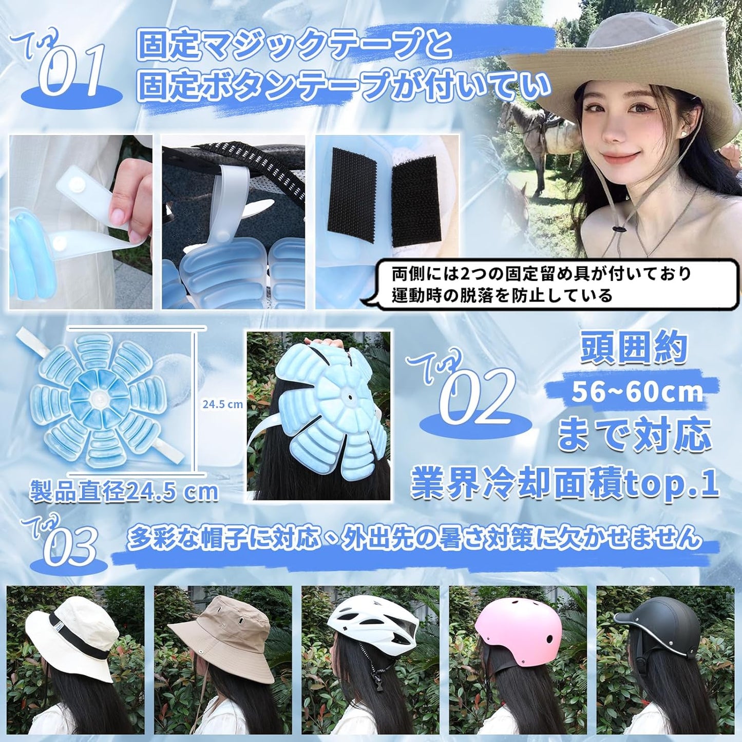 帽子用冷却アイスパッド  クールパッド  冷感パッド  アイスパッド